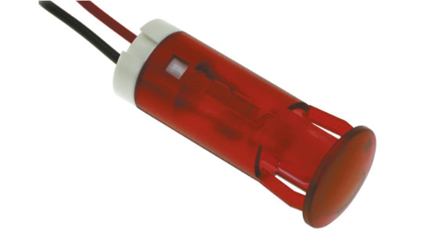 Apem Red Flashing LED Panel Mount Indicator, 24V dc, 10mm Mounting Hole Size, Lead Wires Termination