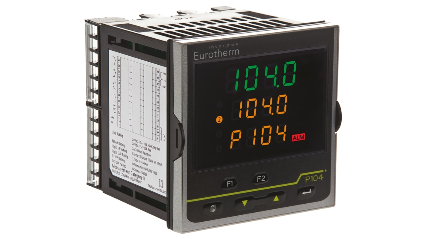 Controlador de temperatura PID Eurotherm serie Piccolo P104, 96 x 96mm, 85 → 264 V ac, 2 salidas Lógica, relé