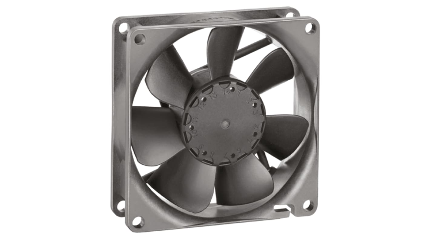 Ventilateur axial 8400 N ebm-papst 12 V c.c., 69m³/h, 80 x 80 x 25mm, 1.7W, Dia. 90mm