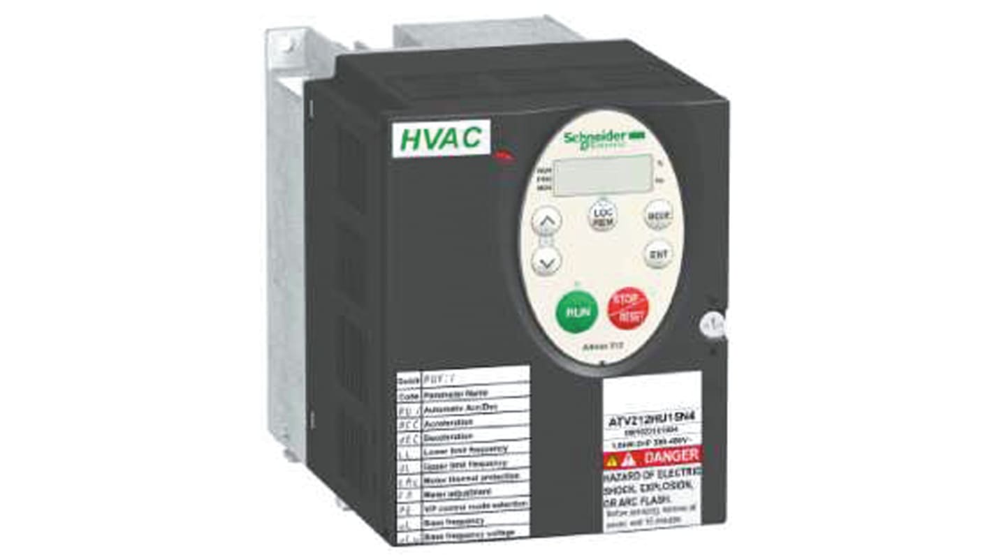 Variador de frecuencia Schneider Electric serie ATV 212, 0,75 kW, 400 V ac, 3 fases, 2,2 A, 0 → 200Hz, IP20,