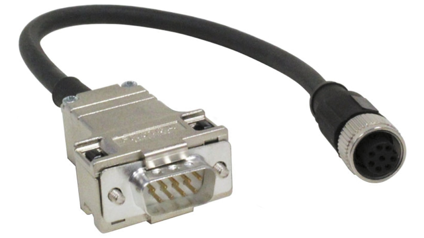 Baumer Straight Female 8 way M12 to Straight Male 9 way 9 Pin D-sub Sensor Actuator Cable, 200mm