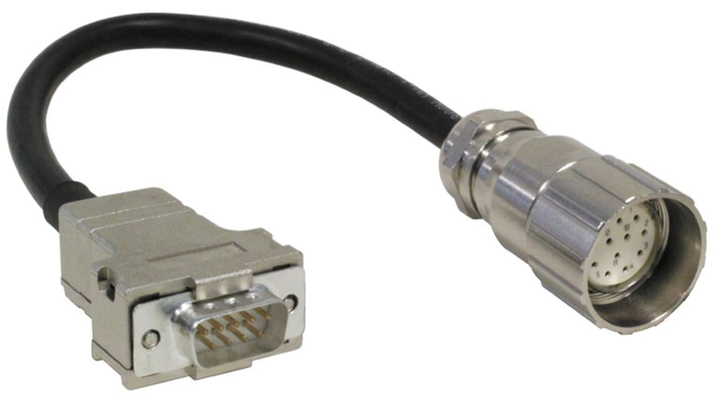 Baumer Straight Female 12 way M23 to Straight Male 9 way 9 Pin D-sub Sensor Actuator Cable, 200mm