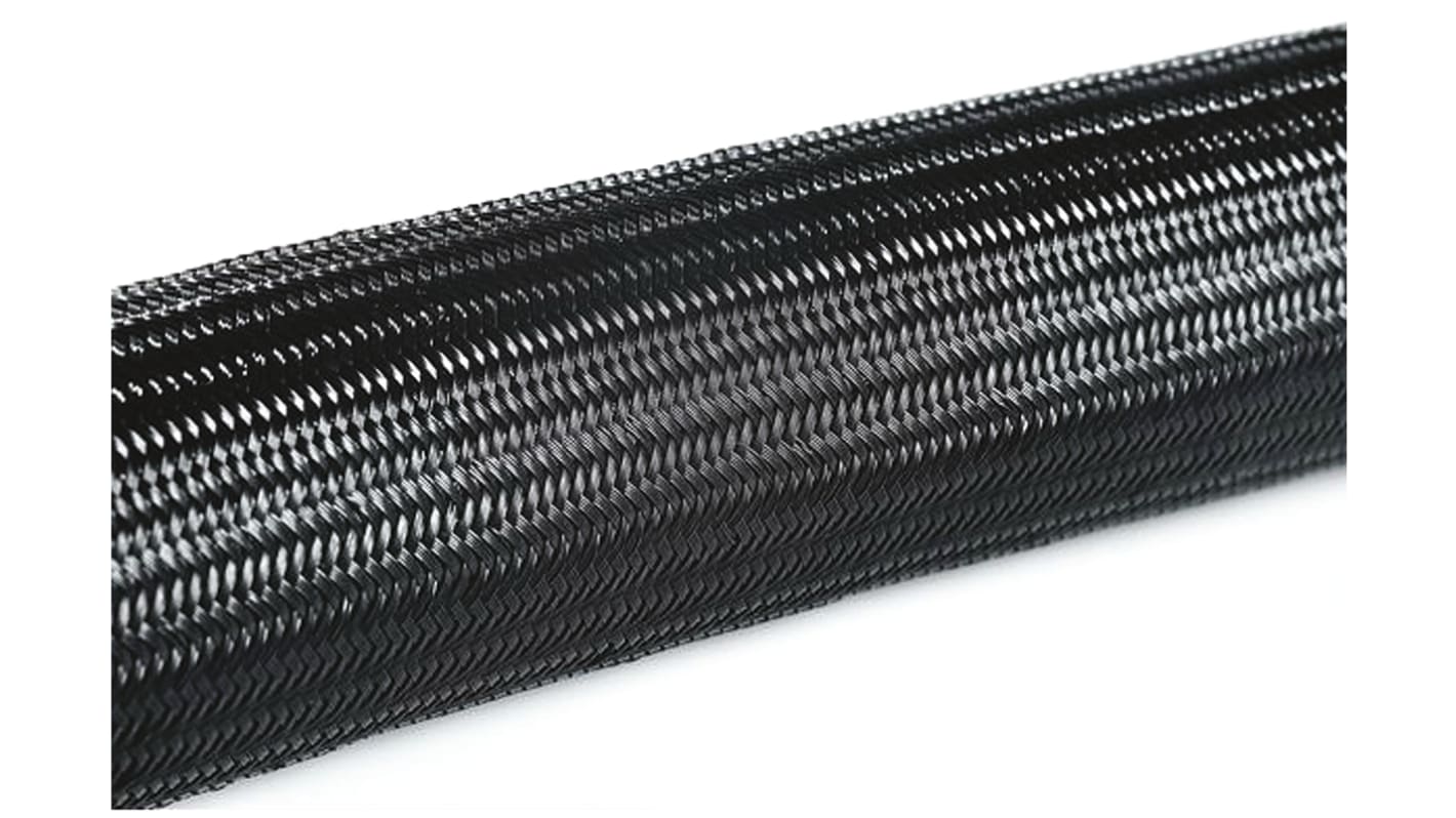 HellermannTyton Expandable Braided Polyamide Black Cable Sleeve, 5.4mm Diameter, 50m Length