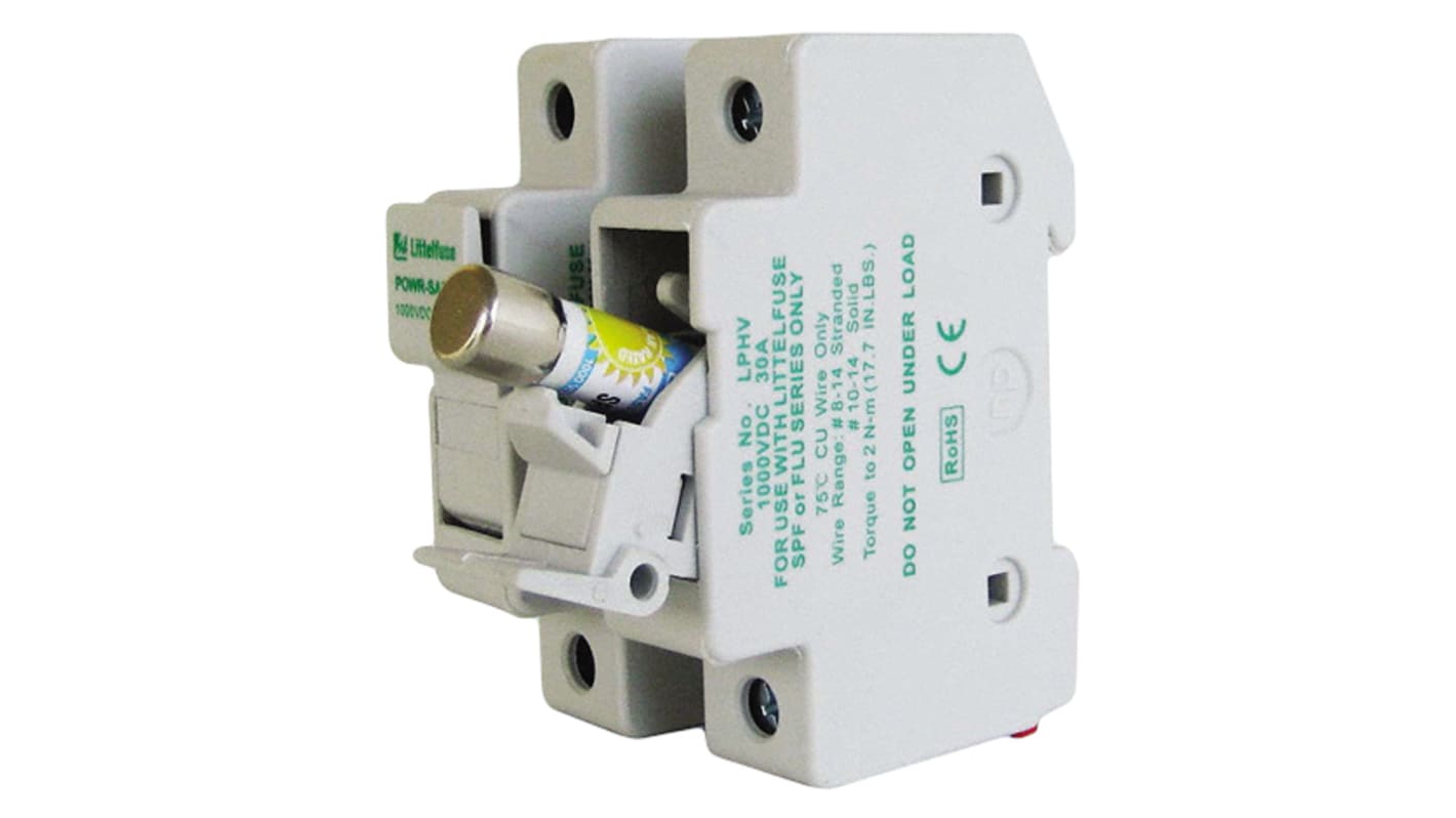 Littelfuse Skinnemonteret sikringsholder, 30A Nej, passer til 10 x 38mm sikring 1kV