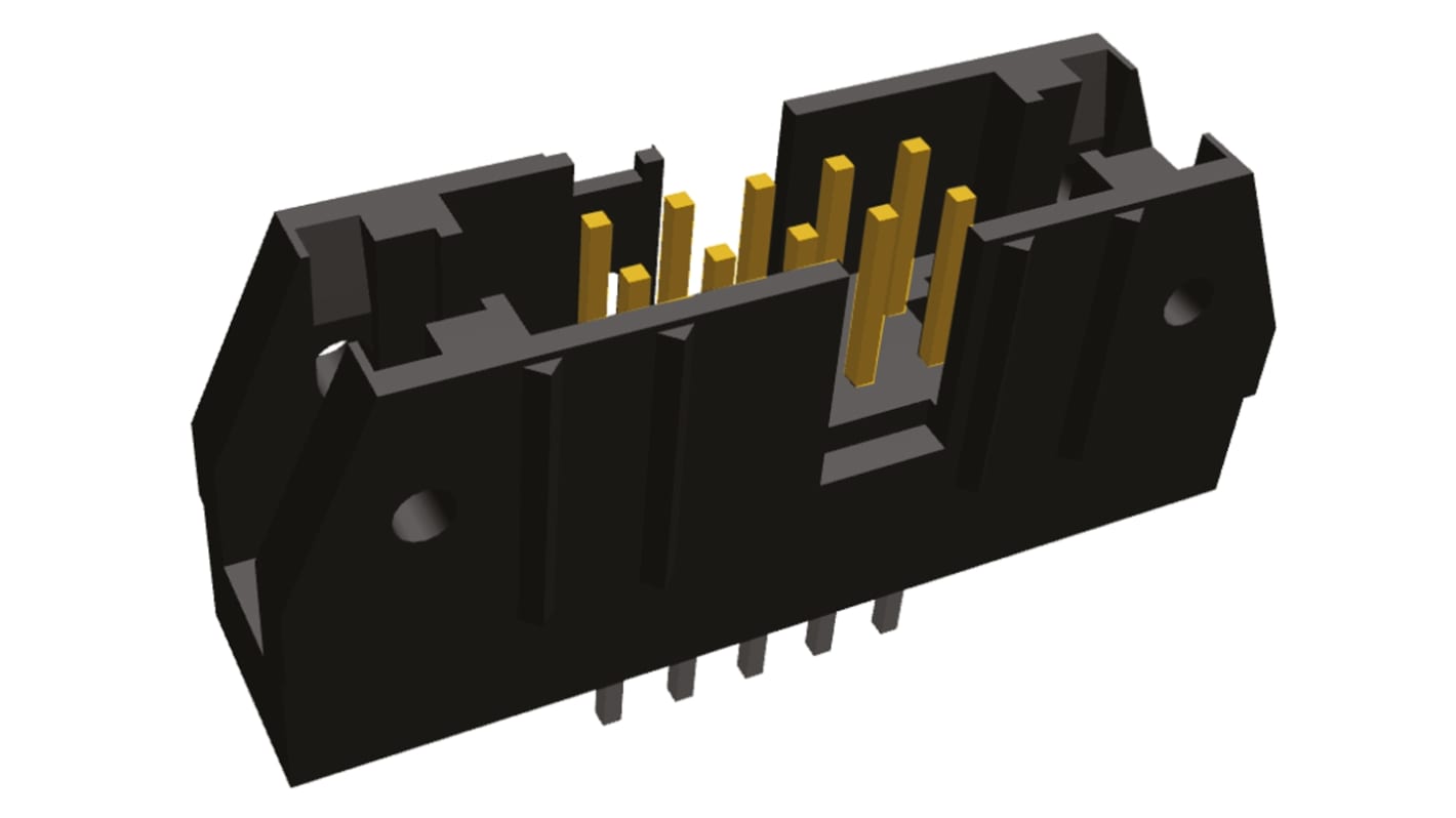 TE Connectivity AMP-LATCH Series Straight Through Hole PCB Header, 10 Contact(s), 2.54mm Pitch, 2 Row(s), Shrouded