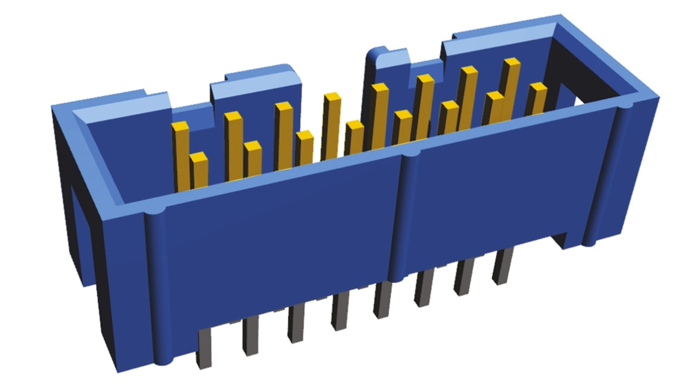 TE Connectivity AMP-LATCH Series Straight Through Hole PCB Header, 16 Contact(s), 2.54mm Pitch, 2 Row(s), Shrouded