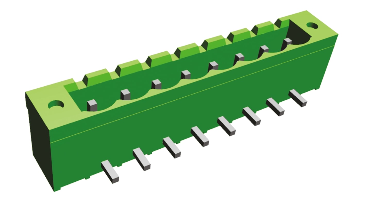 TE Connectivity プラグ式端子台, Buchananシリーズ, 5.08mmピッチ , 1列, 8極, 緑