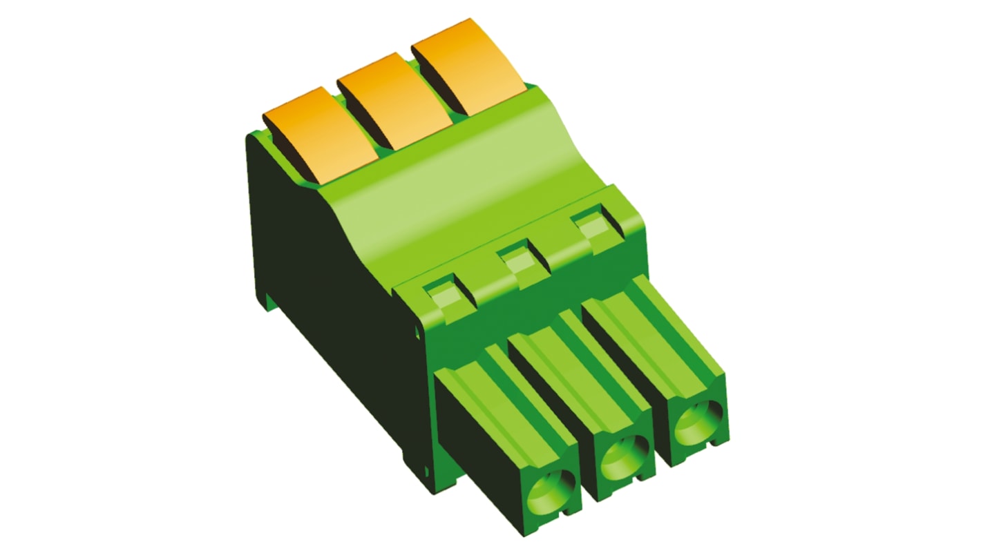 TE Connectivity Buchanan Series Pluggable Terminal Block, 3-Contact, 3.5mm Pitch, Panel Mount, 1-Row, Solder Termination