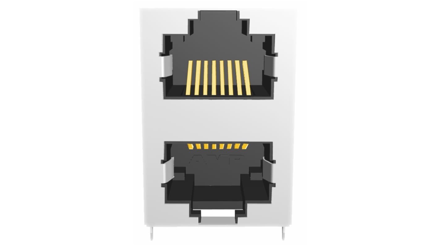 TE Connectivity 5569380 Cat.5 RJ45-Steckverbinder Buchse, 2-Port 8-polig Geschirmt PCB abgewinkelt