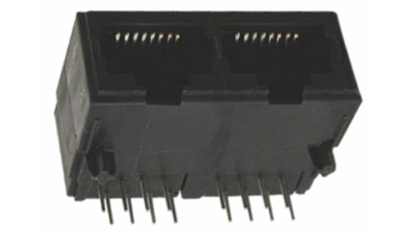 TE Connectivity 5557560 Cat.4 RJ45-Steckverbinder Buchse, 2-Port 8-polig Ungeschirmt PCB abgewinkelt