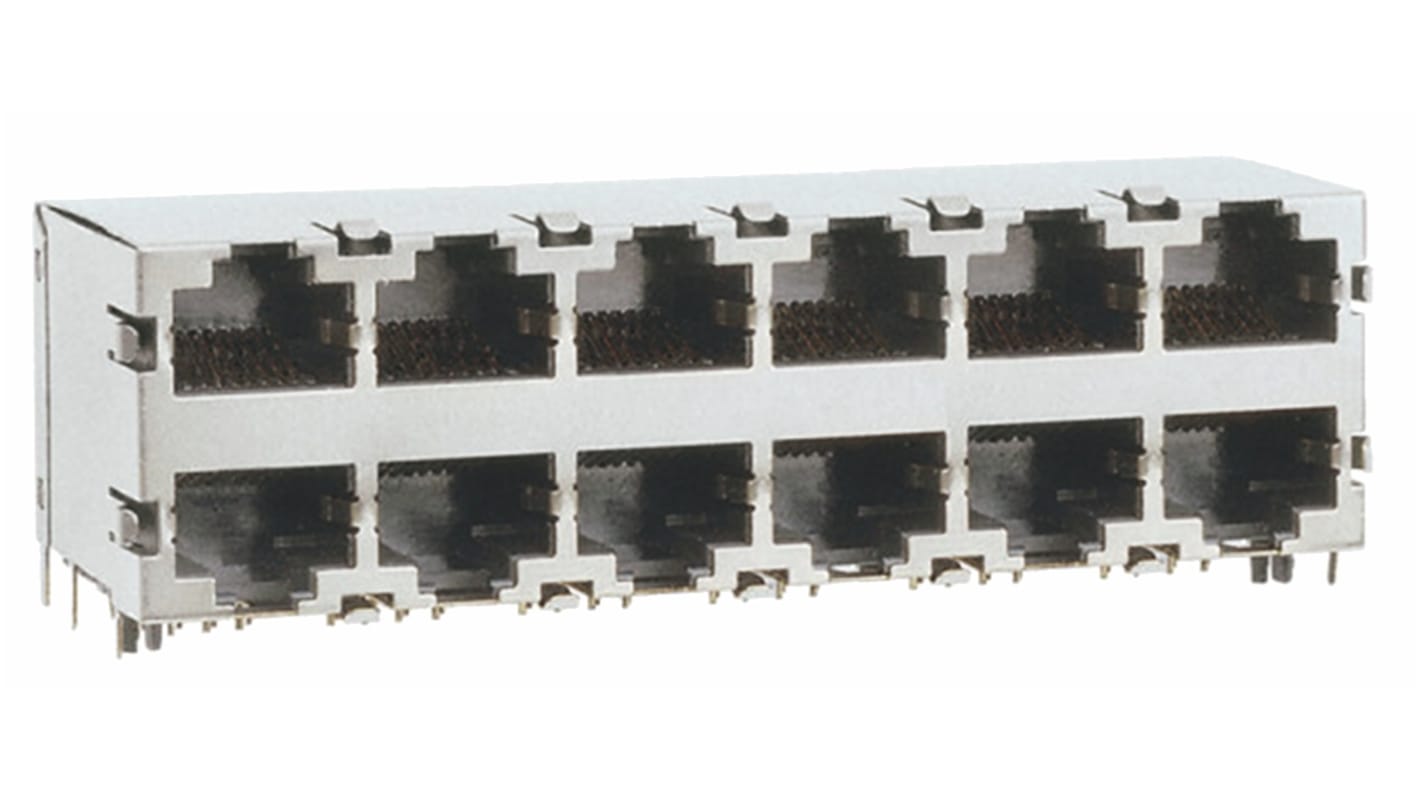 TE Connectivity 5569263 Cat.5 RJ45-Steckverbinder Buchse, 12-Port 8-polig Geschirmt PCB abgewinkelt