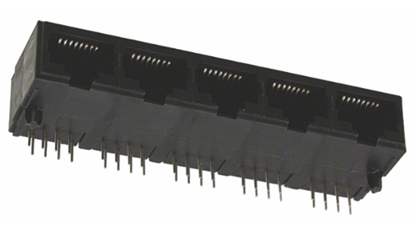 TE Connectivity 5557563 Cat.3 RJ45-Steckverbinder Buchse, 5-Port 8-polig Ungeschirmt PCB abgewinkelt