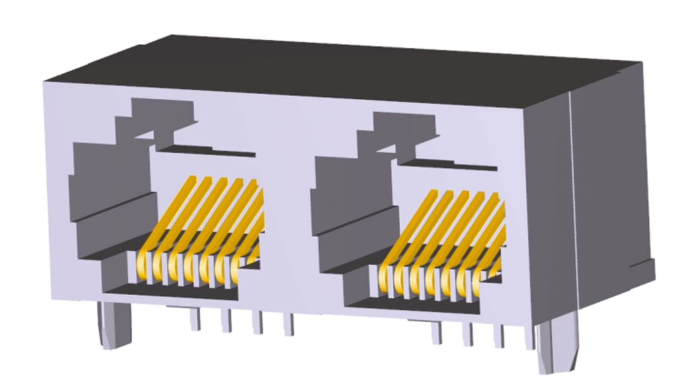 Connettore RJ45 Femmina TE Connectivity Cat5, 8 vie, Montaggio PCB