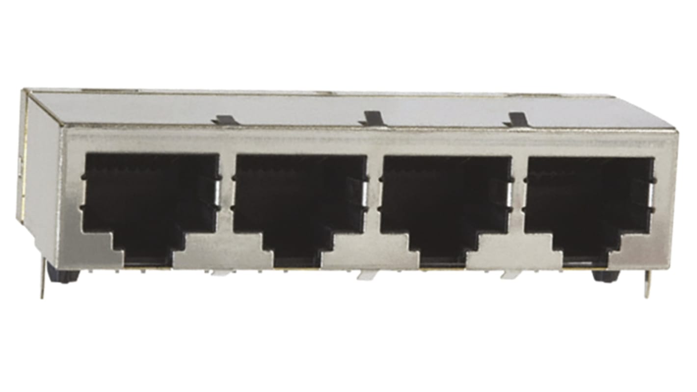 TE Connectivity 5558524 Cat.5e RJ45-Steckverbinder Buchse, 4-Port 8-polig STP PCB abgewinkelt