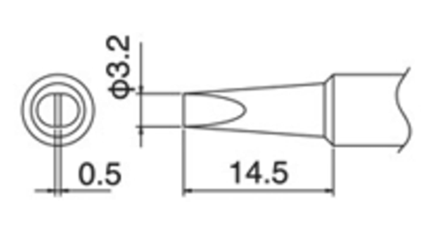 Hakko 3.2 mm Straight Chisel Soldering Iron Tip for use with Hakko FX-600, Hakko FX-888D