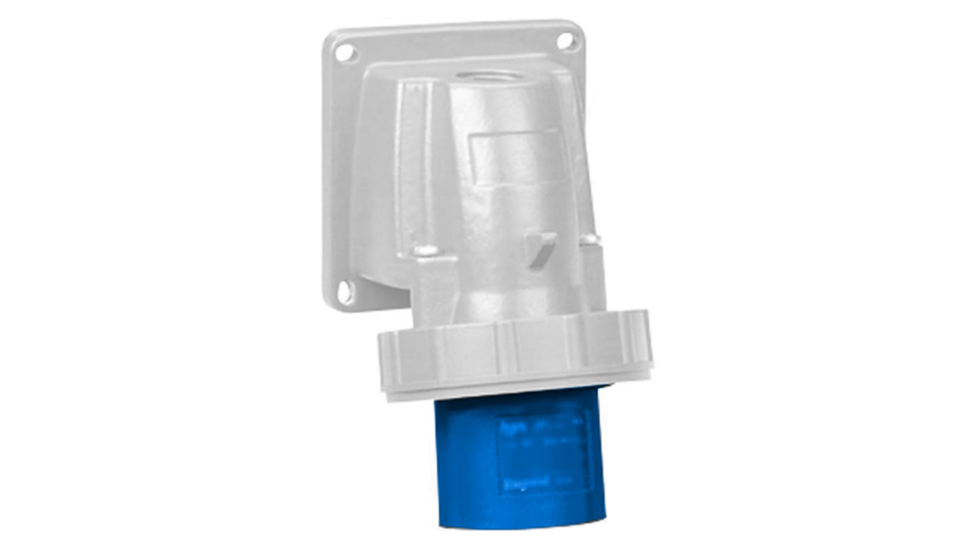 Legrand, P17 Tempra Pro IP66, IP67 Blue Wall Mount 2P + E Right Angle Industrial Power Socket, Rated At 16A, 230 V