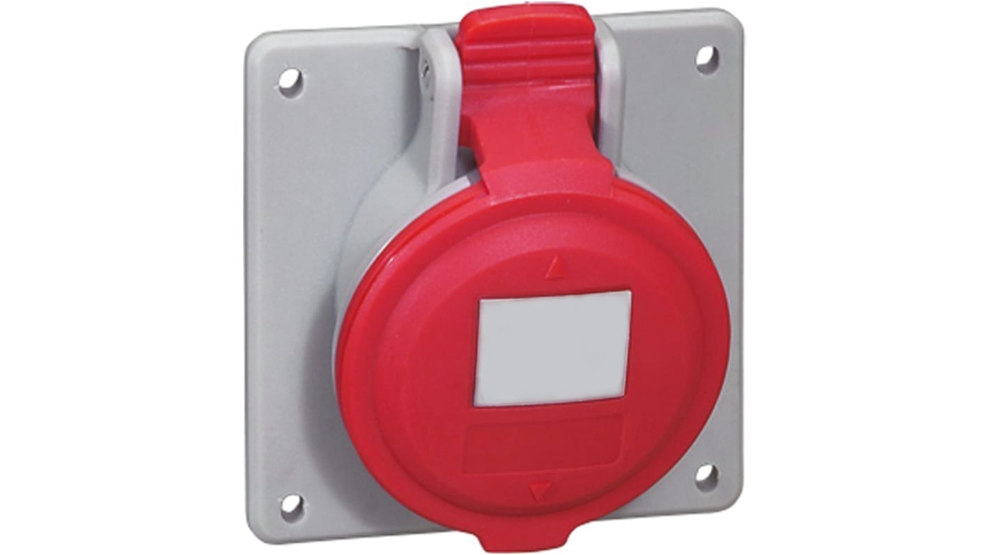 Legrand, P17 Tempra Pro IP44 Red Panel Mount 3P + N + E Industrial Power Socket, Rated At 16A, 415 V