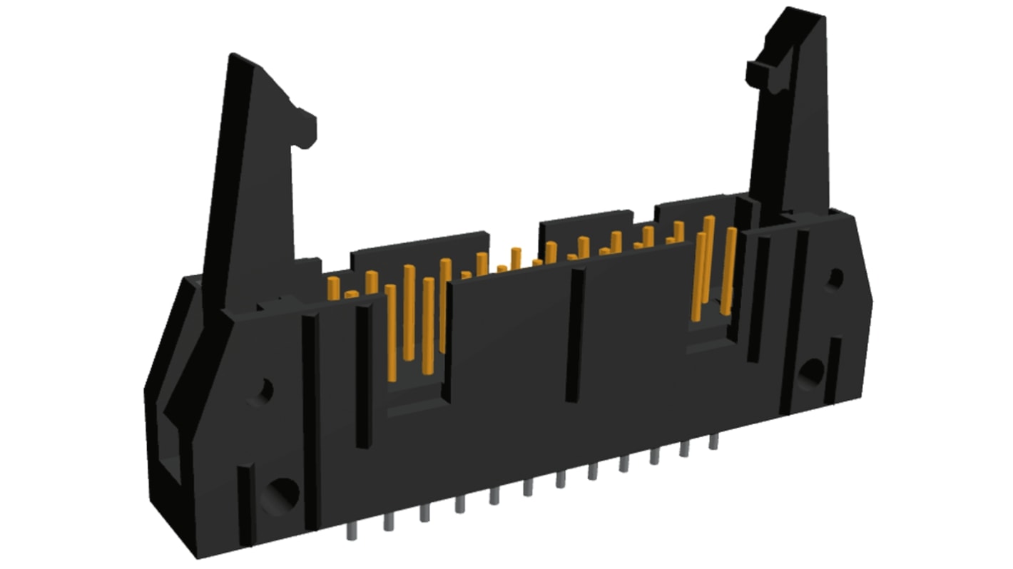 TE Connectivity AMP-LATCH Series Straight Through Hole PCB Header, 24 Contact(s), 2.54mm Pitch, 2 Row(s), Shrouded