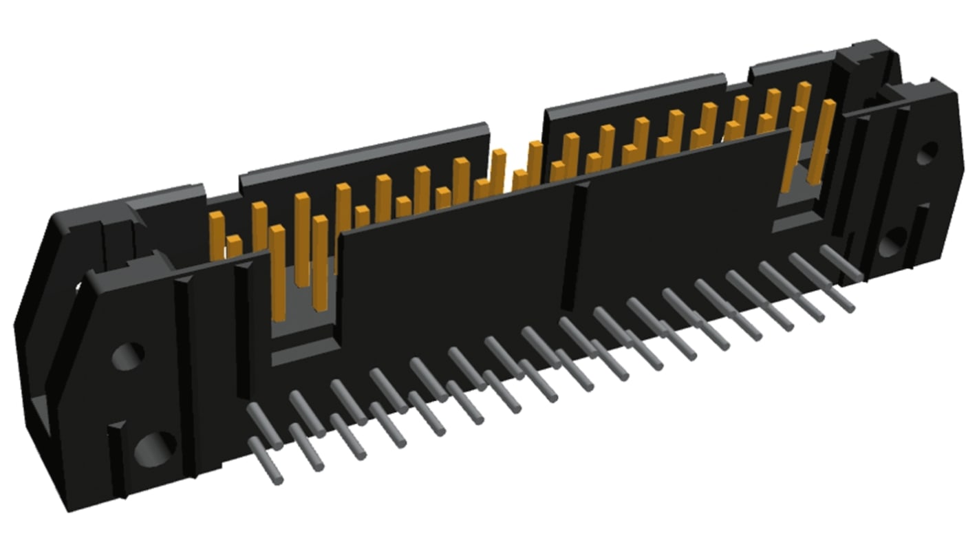 TE Connectivity AMP-LATCH Series Right Angle Through Hole PCB Header, 34 Contact(s), 2.54mm Pitch, 2 Row(s), Shrouded