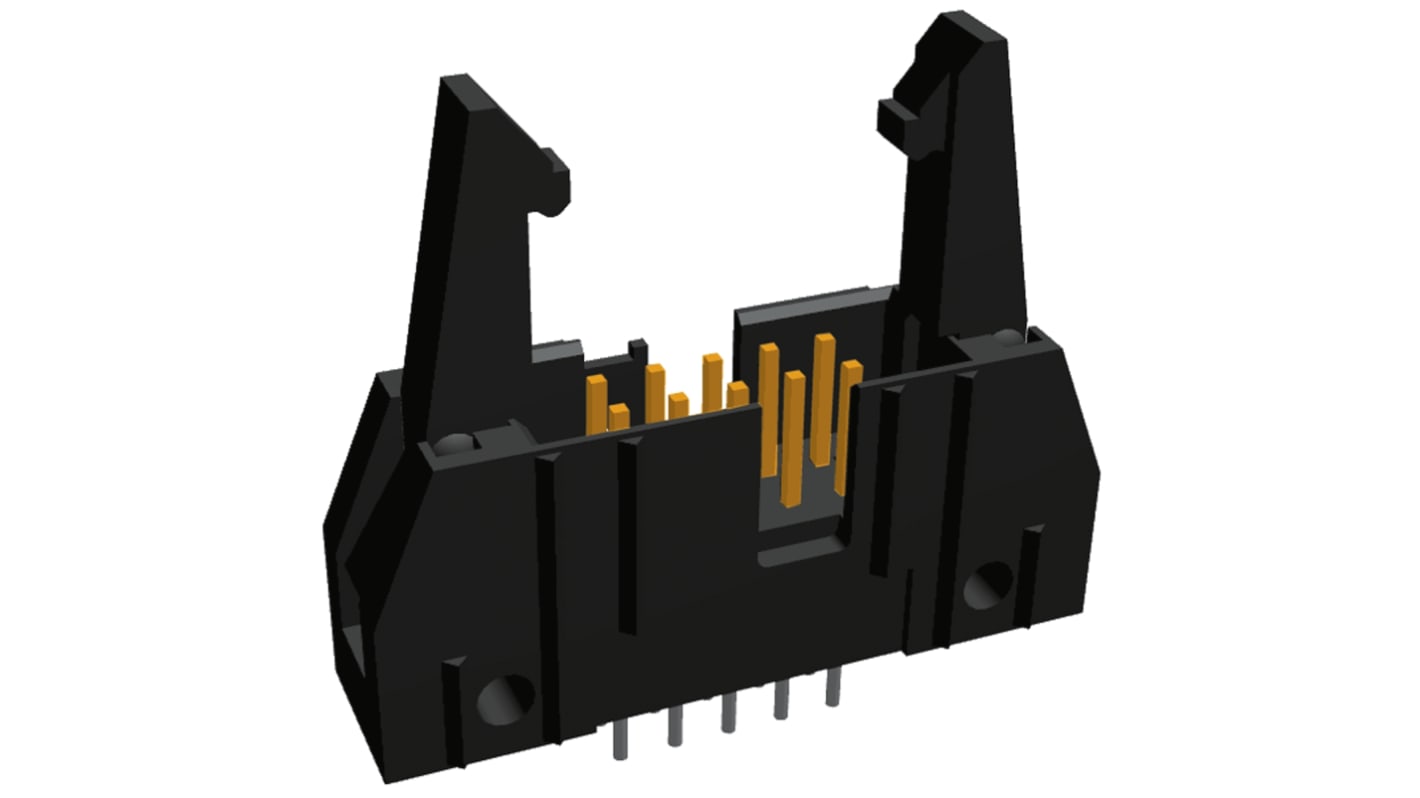 TE Connectivity AMP-LATCH Series Straight Through Hole PCB Header, 10 Contact(s), 2.54mm Pitch, 2 Row(s), Shrouded