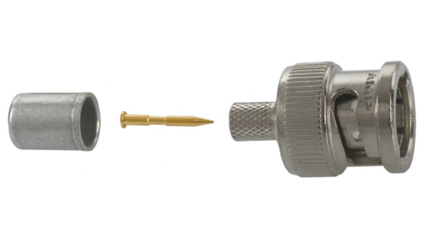 TE Connectivity BNC Series, Plug Cable Mount BNC Connector, 75Ω, Crimp Termination, Straight Body