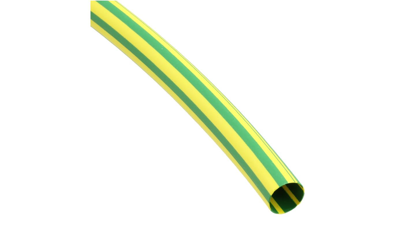 Tubo termorretráctil Alpha Wire de Poliolefina Verde, amarillo, contracción 2:1, Ø 3.1mm, long. 152m