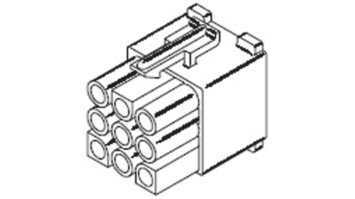 Carcasa de conector Molex 19-09-1099, Serie STANDARD .093", paso: 6.7mm, 9 contactos, 3 filas, Recto, Hembra, Montaje