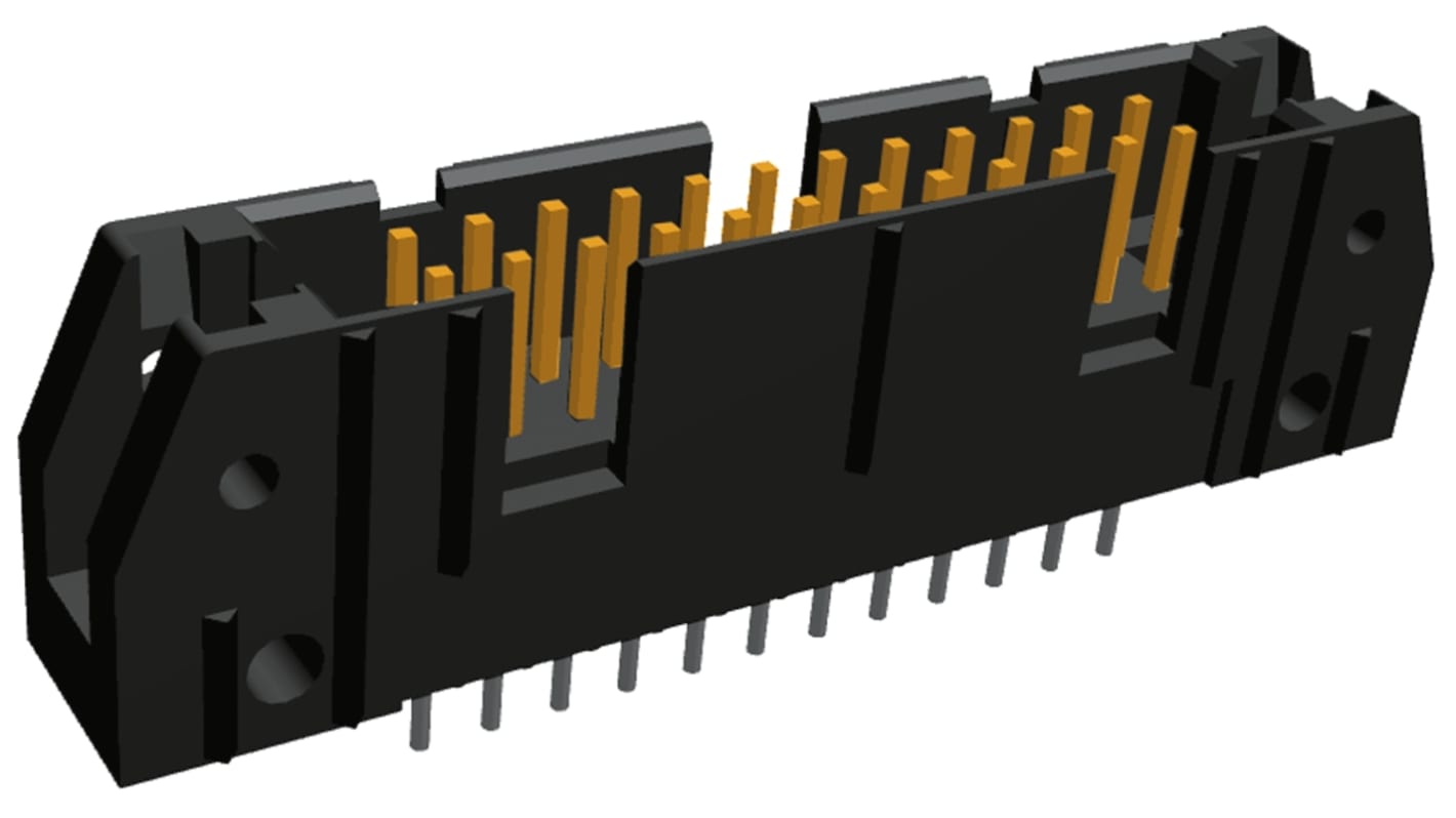 TE Connectivity AMP-LATCH Series Straight Through Hole PCB Header, 24 Contact(s), 2.54mm Pitch, 2 Row(s), Shrouded