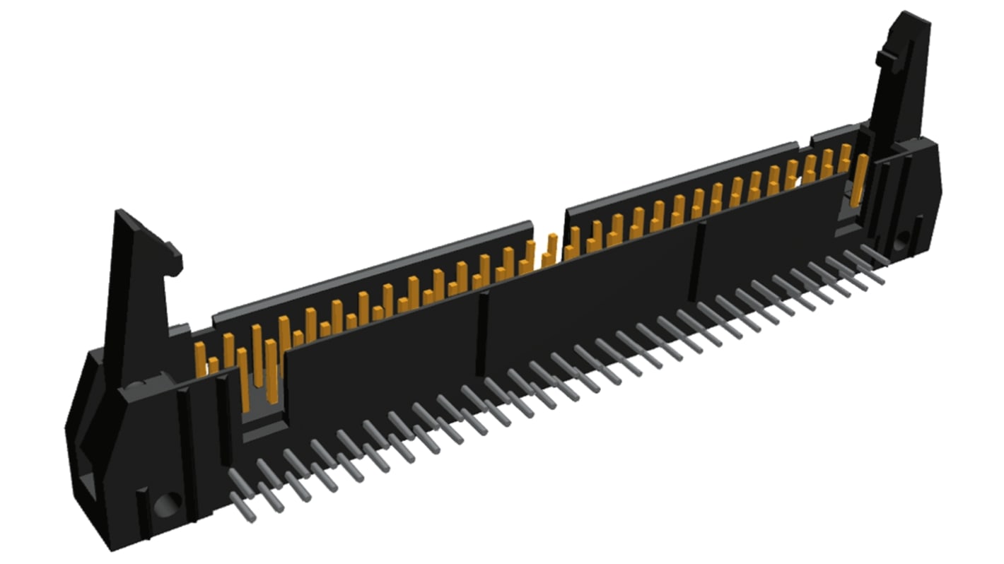 TE Connectivity AMP-LATCH Series Straight Through Hole PCB Header, 64 Contact(s), 2.54mm Pitch, 2 Row(s), Shrouded