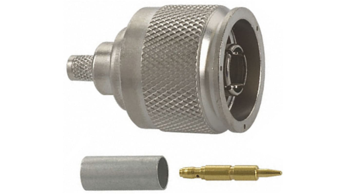 TE Connectivity, Plug Cable Mount N Connector, 50Ω, Crimp Termination, Straight Body