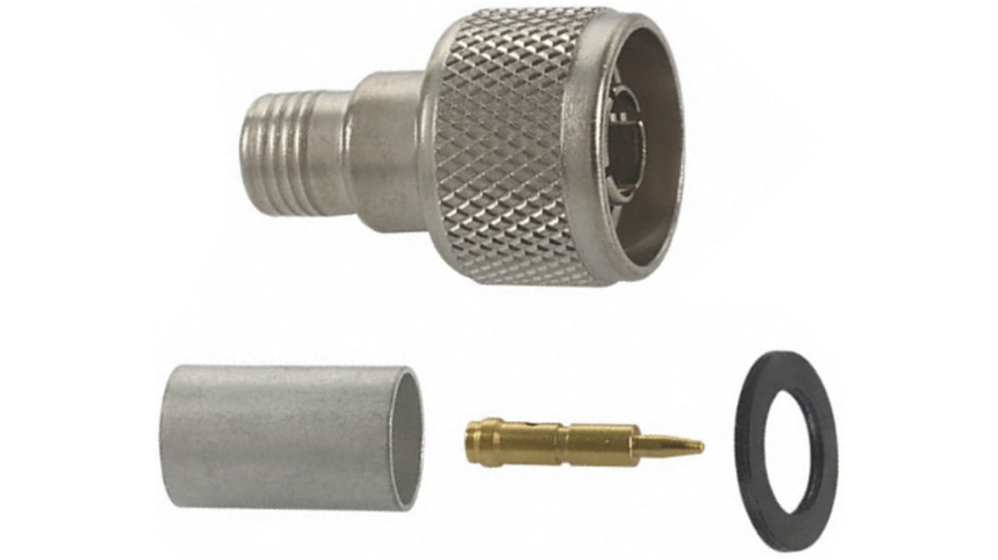 TE Connectivity, Plug Cable Mount N Connector, 50Ω, Crimp Termination, Straight Body