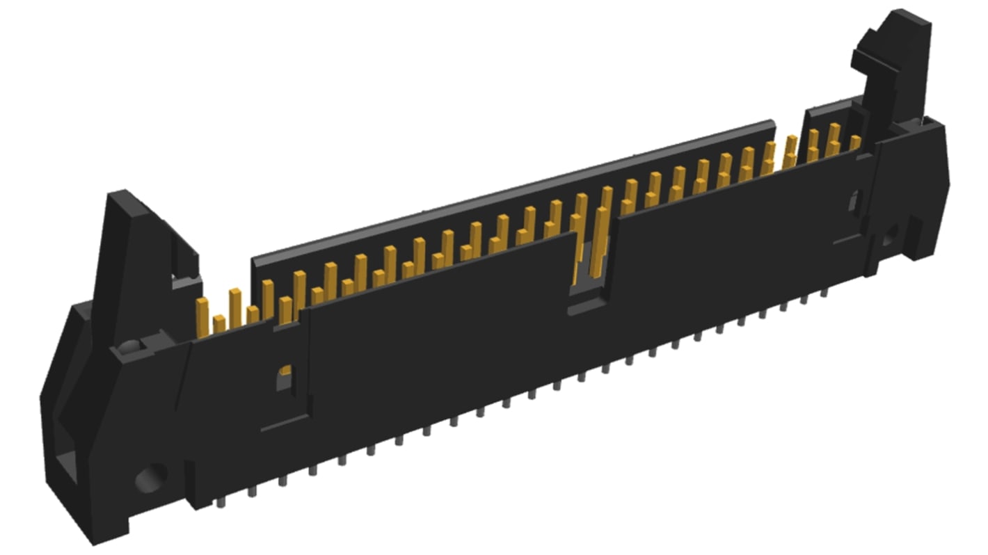 TE Connectivity AMP-LATCH Series Straight Through Hole PCB Header, 50 Contact(s), 2.54mm Pitch, 2 Row(s), Shrouded