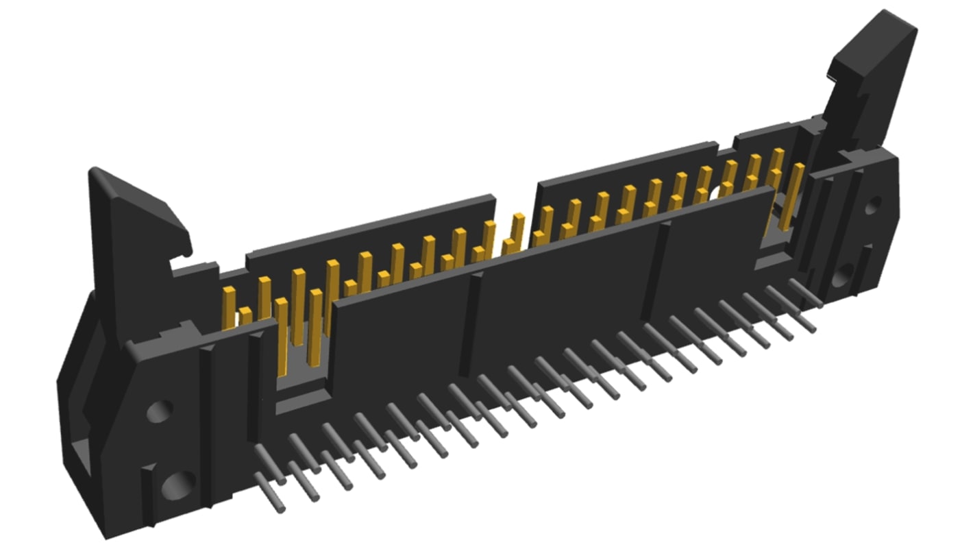 TE Connectivity AMP-LATCH Series Right Angle Through Hole PCB Header, 40 Contact(s), 2.54mm Pitch, 2 Row(s), Shrouded