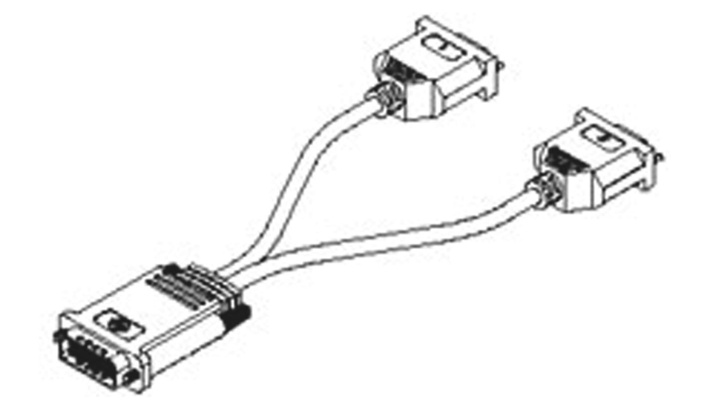 Câble VGA Molex 200mm DMS-59 / Mâle, VGA / Femelle Noir