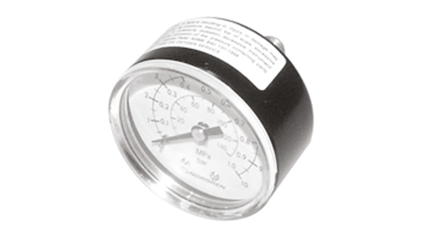 Norgren Analogue Pressure Gauge 6bar Back Entry, 18-013-012, UKAS, 0bar min.