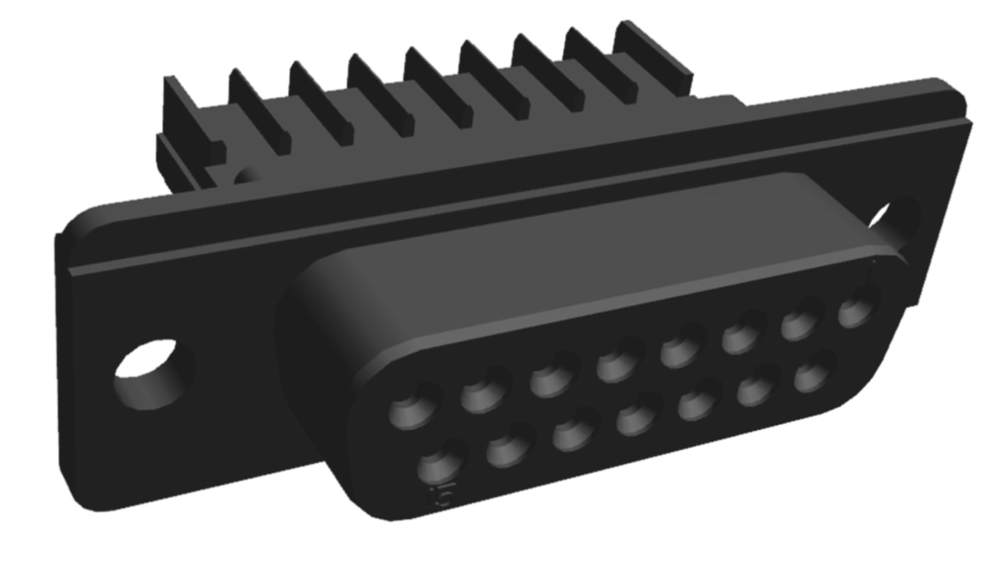 TE Connectivity Amplimite HDE-20 15 Way Cable Mount D-sub Connector Socket, 2.768mm Pitch, with Mounting Hole