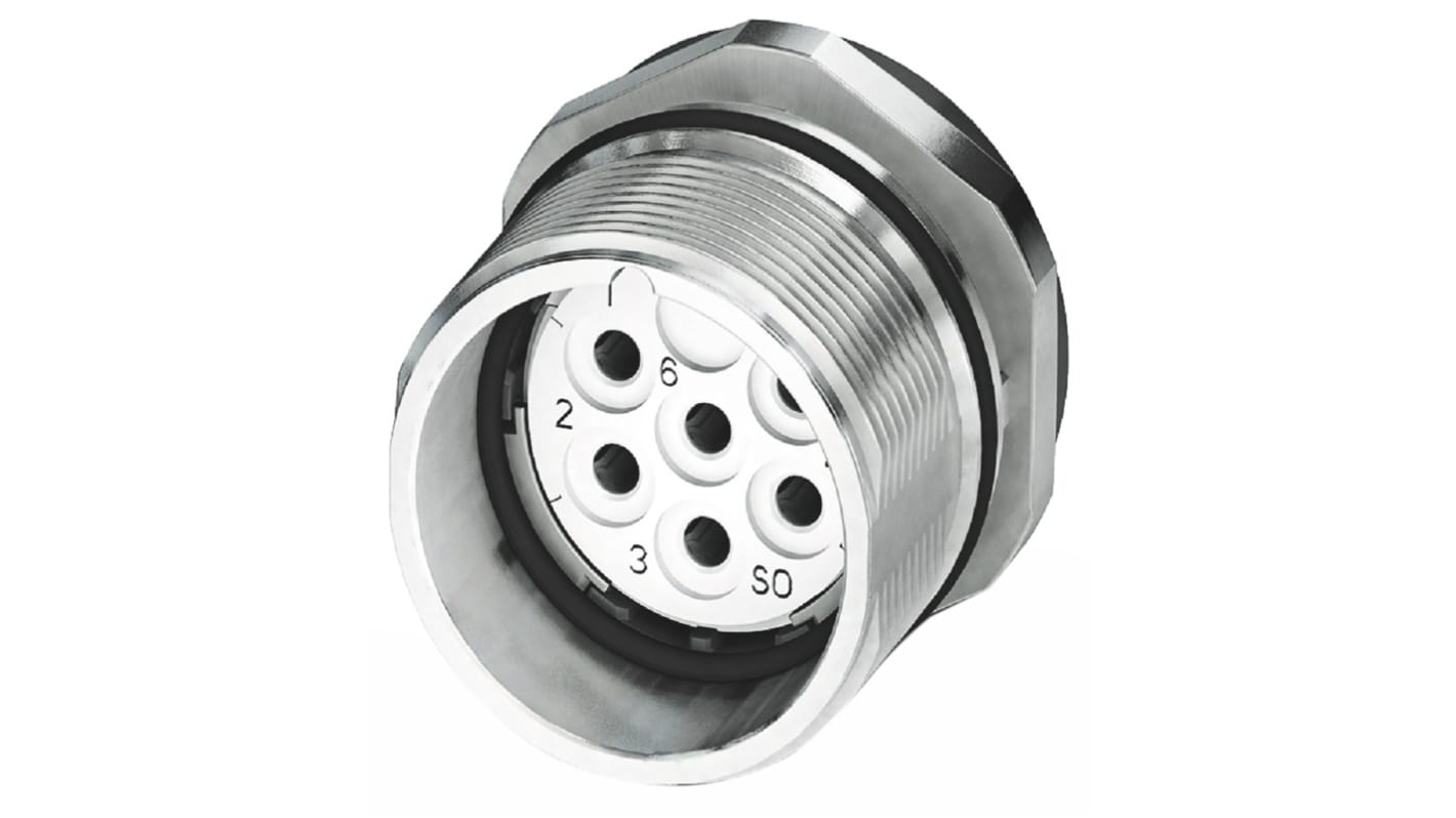 Conector circular Phoenix Contact hembra serie CA de 6 vías hembra, Montaje pasante, IP67