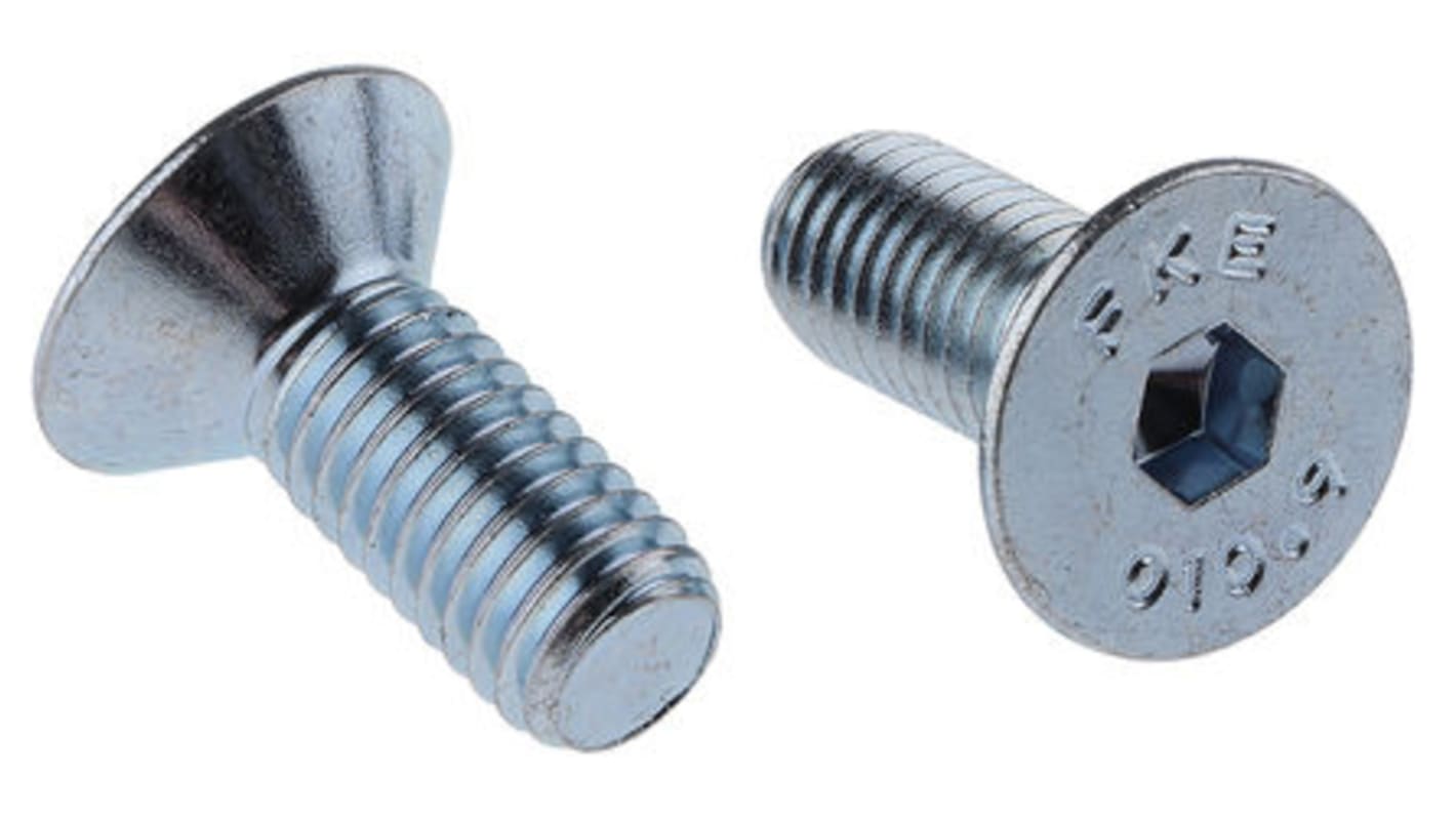 RS PRO Bright Zinc Plated Steel Hex Socket Countersunk Screw, DIN 7991 ...