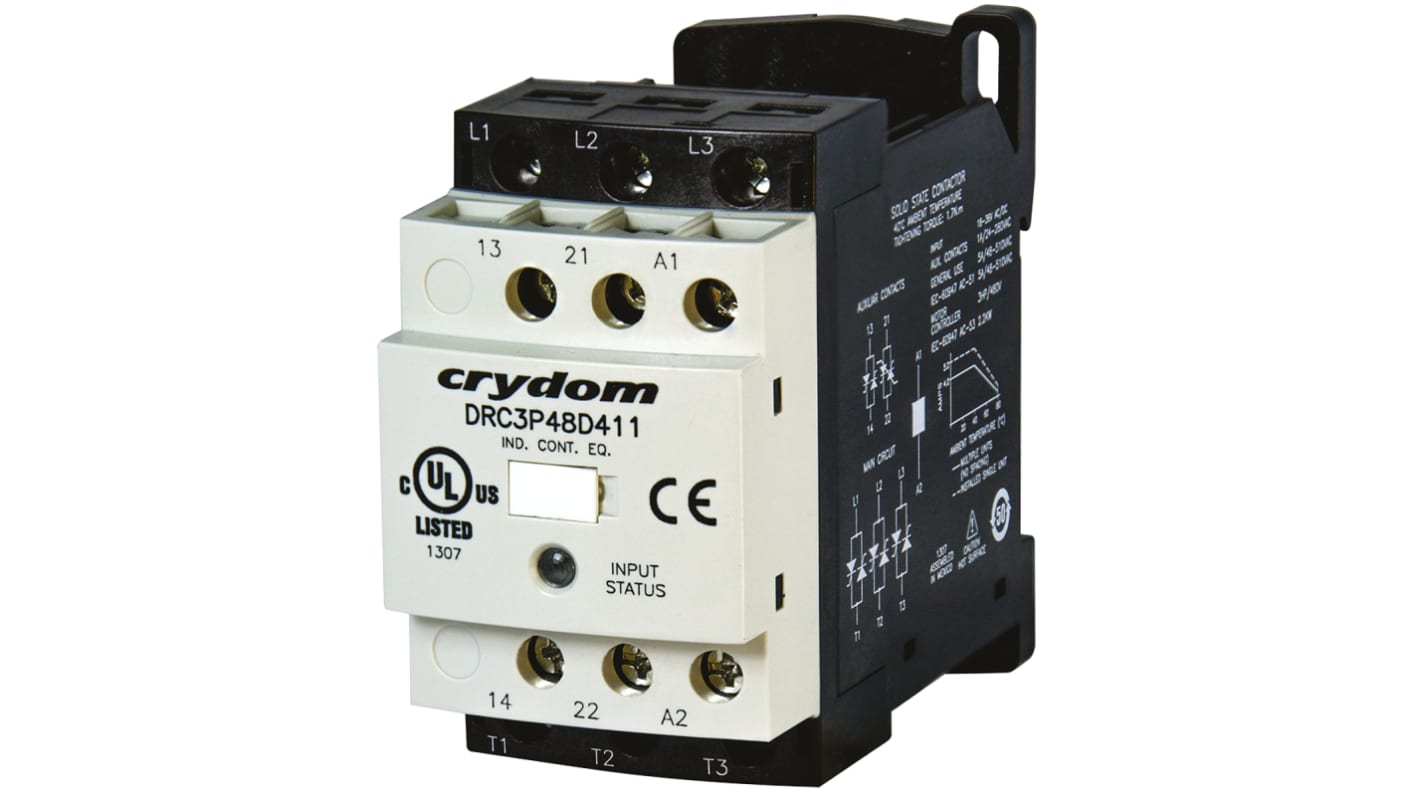 Sensata / Crydom DRC Series Series Solid State Contactor, 3-Pole, 2NO