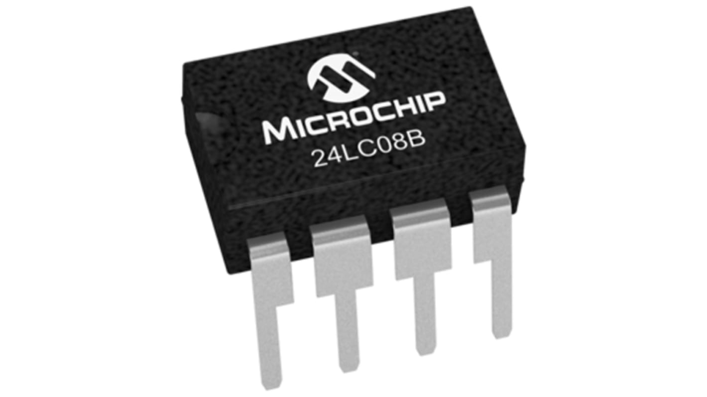Microchip 24LC08B/P, 8kbit Serial EEPROM Memory, 900ns 8-Pin PDIP Serial-I2C