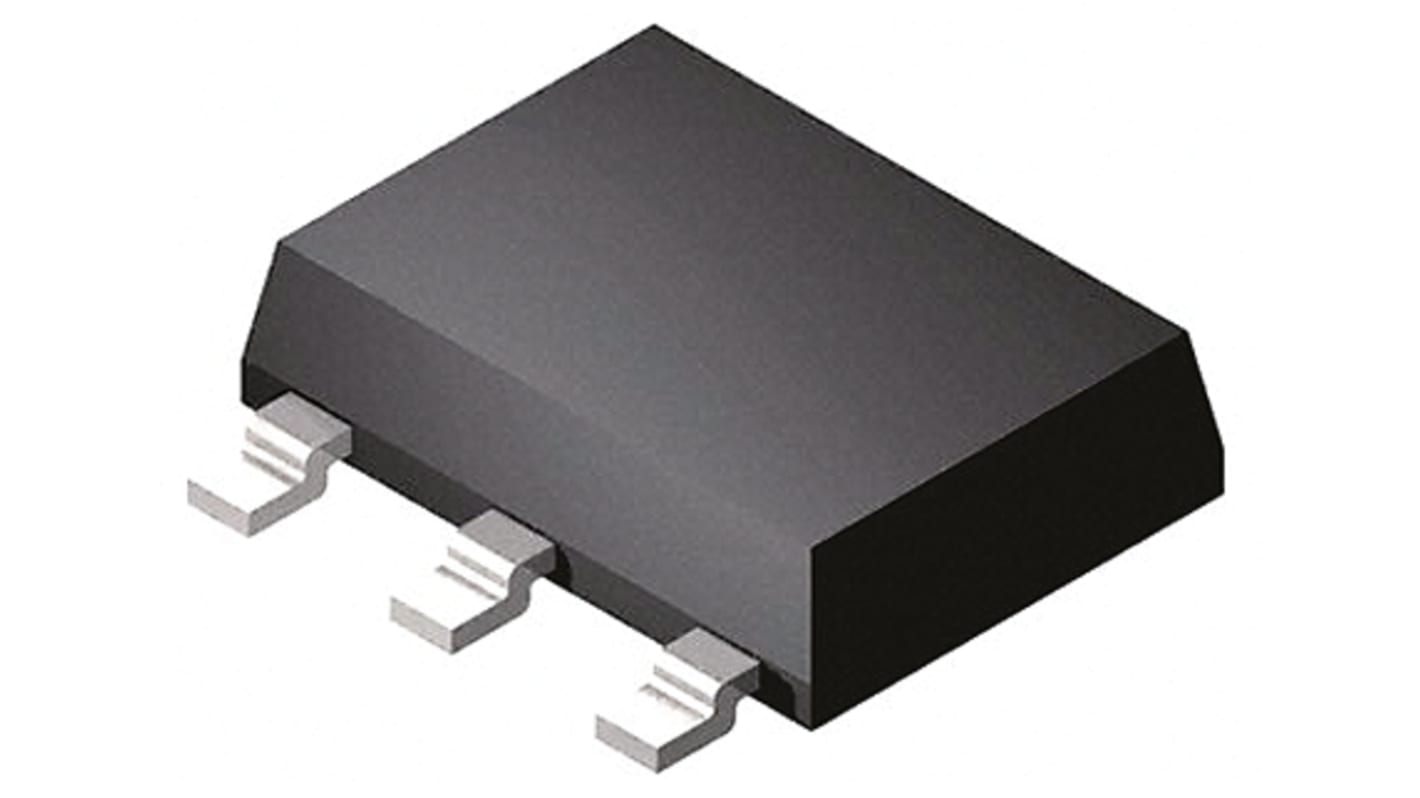 DiodesZetex FZT600BTA Darlington tranzisztor, NPN, 2 A, 140 V, HFE:10000, 3 + Tab-tüskés, SOT-223 Egyszeres