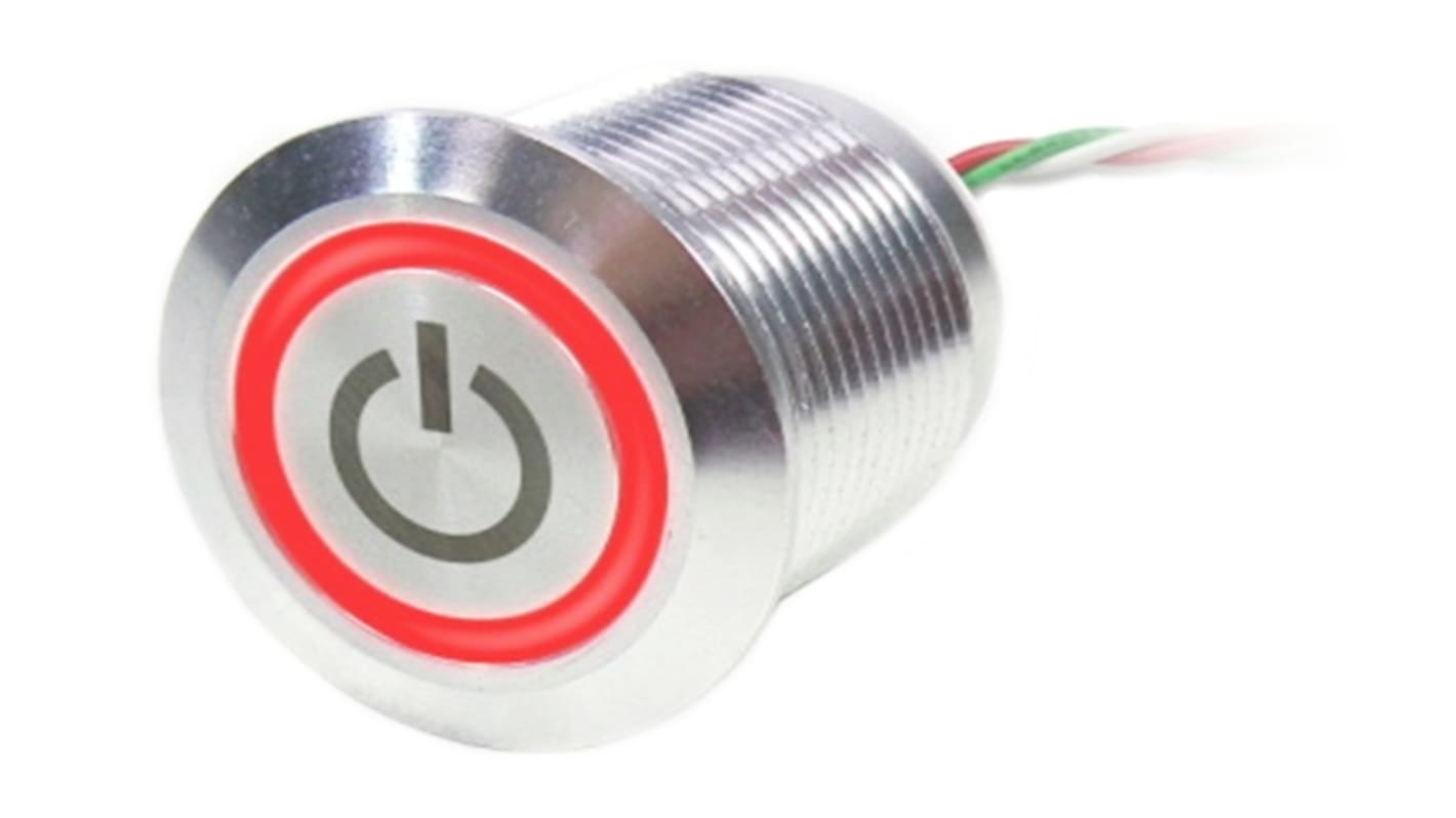 RS PRO Capacitive Switch Momentary NC,Illuminated, Green, Red, IP68 Brass