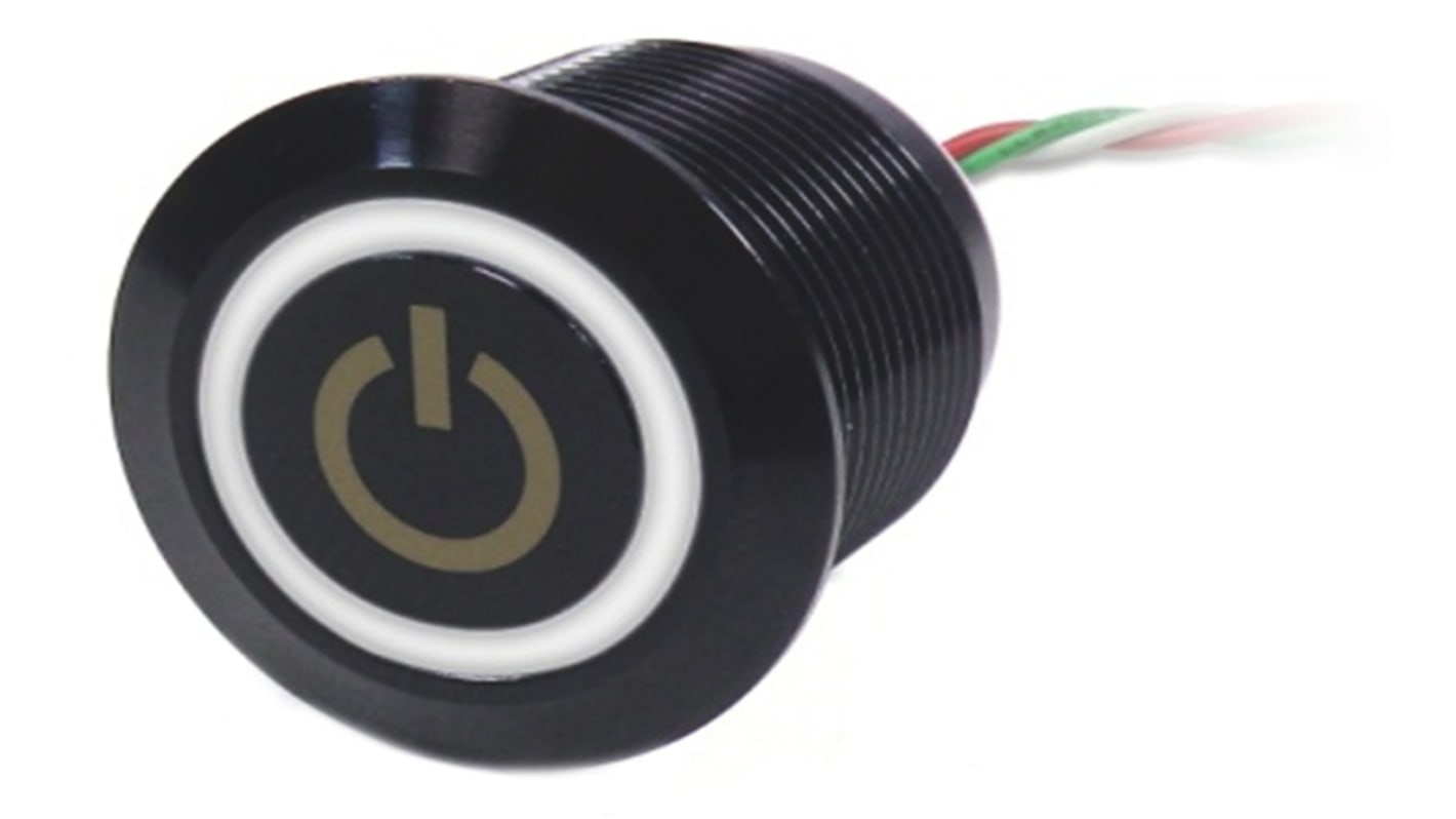 Interruttore capacitivo A ritenuta NC, 1.5A, 30V cc LED  LED Blu, bianco, attuatore: Nero, IP68