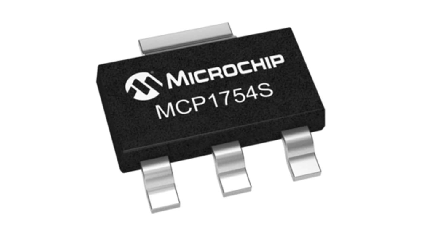 Microchip 電圧レギュレータ 低ドロップアウト電圧 5 V, 3+Tab-Pin, MCP1754ST-5002E/DB