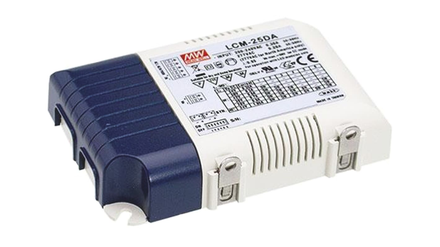 Driver LED Mean Well, 25W, IN 180 → 277 V ac, 254 → 392 V dc, OUT 6 → 54V, 1.05 A, 350 mA, 500 mA,