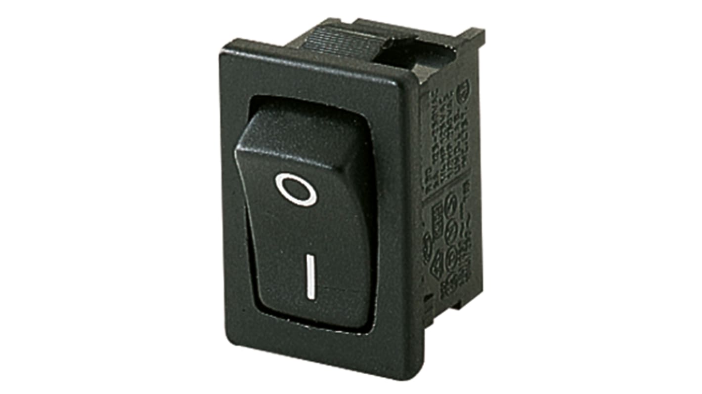 Interruptor de balancín, 01801.2106-02, Contacto SPST, On-Off, 6 A, No, Negro, IP40