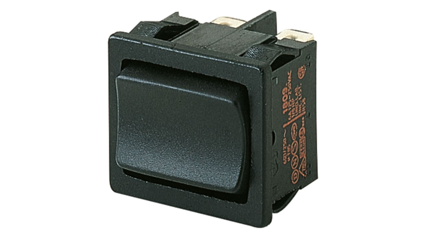 Kolébkový spínač IP40 Ne, barva ovladače: Černá DPDT (Zap)-vyp-(zap) 6 A