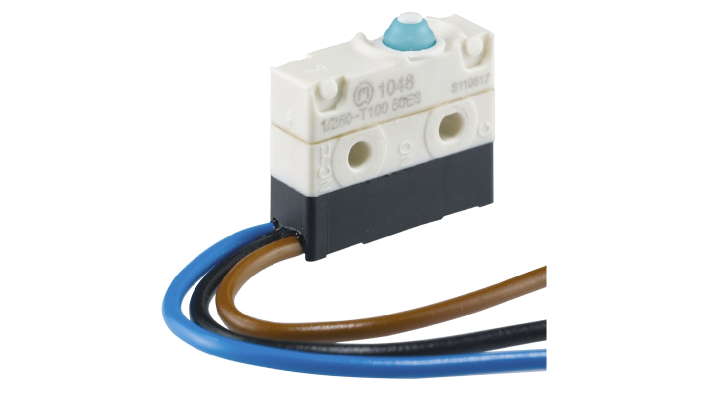 Marquardt Mikroschalter Knopf-Betätiger Cable, 1 A @ 250 V ac, 1-poliger Wechsler IP 67 ≤1,9 N -40°C - +100°C