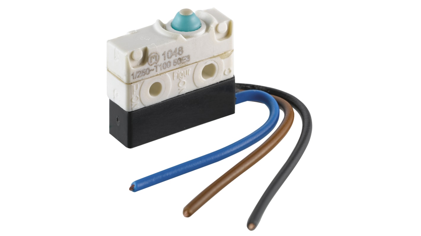 Marquardt Mikroschalter Knopf-Betätiger Cable, 3 A @ 250 V ac, 1-poliger Wechsler IP 67 ≤2,6 N -40°C - +100°C