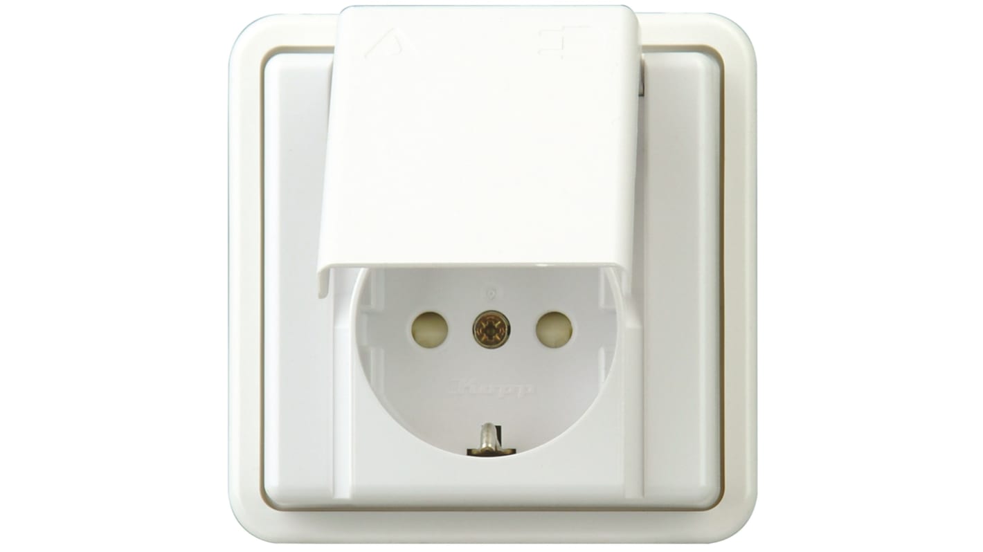916902016 Kopp 30mA, Single Gang RCD Socket, Flush Mount, IP44, 250 V
